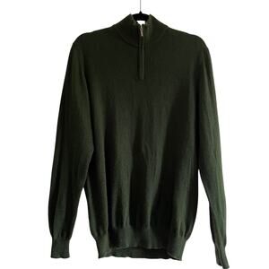 Joseph & Lyman 100% Cashmere Quarter Zip Sweater Forest Green Size S